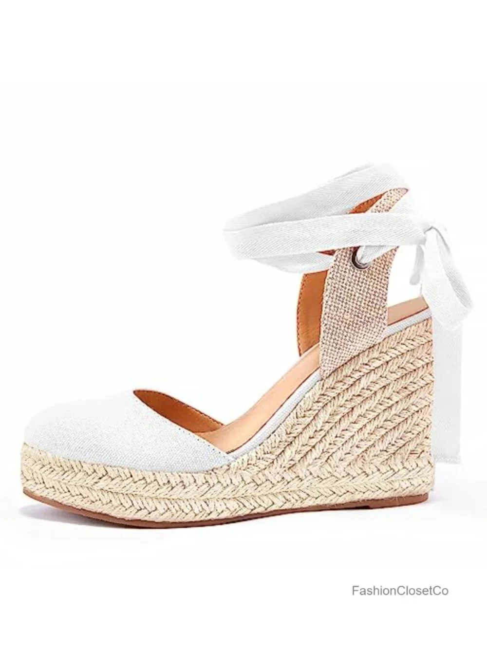 Womens Espadrilles Wedge Sandals Platform Closed Toe Ankle Strap Lace Up